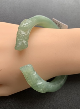【开口手镯】同Y24天然岫玉女款手工雕刻手镯时尚可爱一物一图