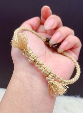 复古小叶紫檀金刚杵金刚铃手链棉绳手工编织简约文艺森系配饰手绳