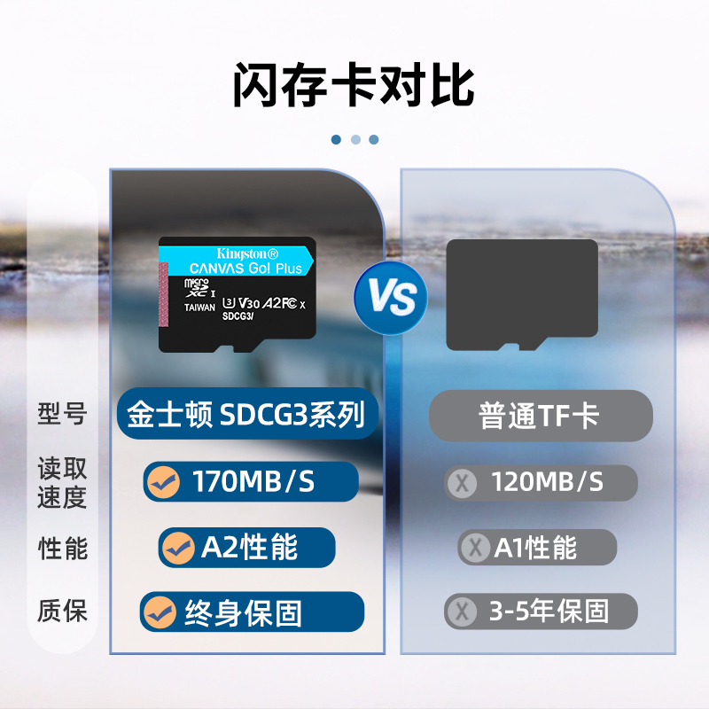 金士顿64g高速内存卡170MB/s无人机运动相机switch行车记录仪tf卡