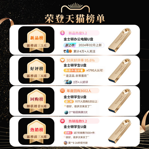 金士顿正品u盘大容量64g金属高速车载128G电脑办公学生商务优盘-图1