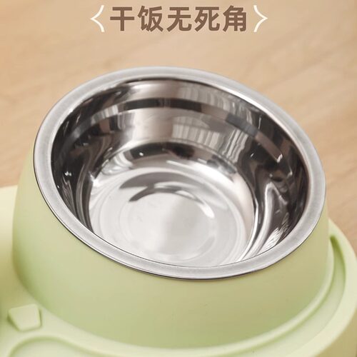 猫碗狗碗狗食盆双碗猫咪不锈钢水碗斜口防打翻饭碗猫粮碗宠物用品 - 图2