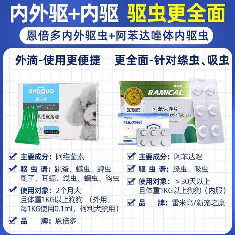 狗狗体外驱虫药狗跳蚤恩倍多泰迪宠物体内外一体小狗幼犬体内滴剂-图0