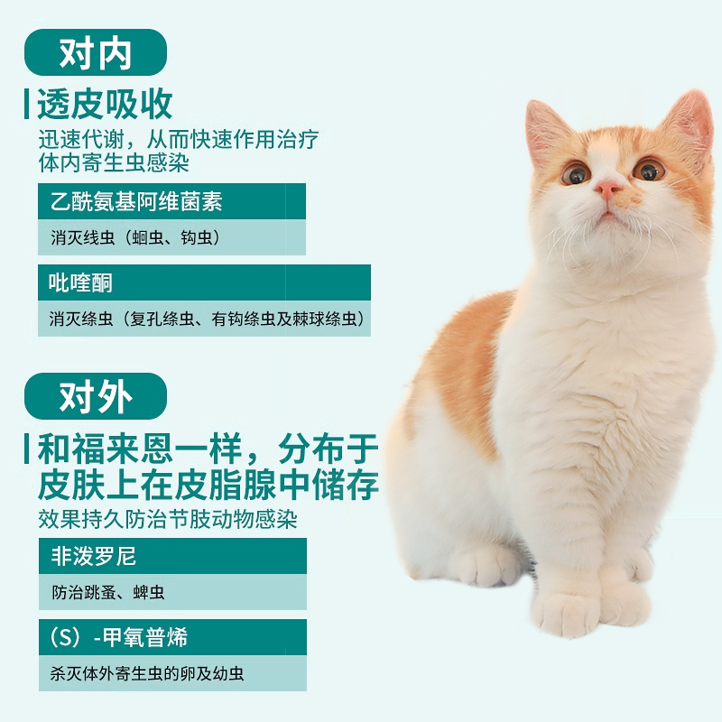 博来恩猫咪驱虫药猫体外滴剂成猫体内博莱恩宠物体内外一体驱虫药 - 图2