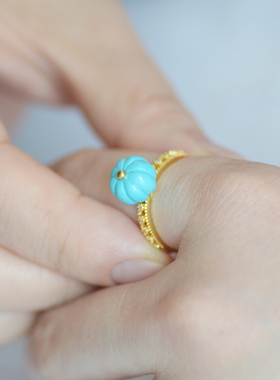 福气南瓜天然绿松石蓝松清新925