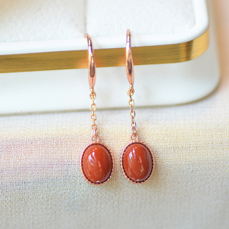 天然南红玛瑙绿松石925银纯银厚镀金耳钉哑光磨砂水滴鹿角防过敏,淘宝优惠券,粉丝福利购,淘宝优惠卷