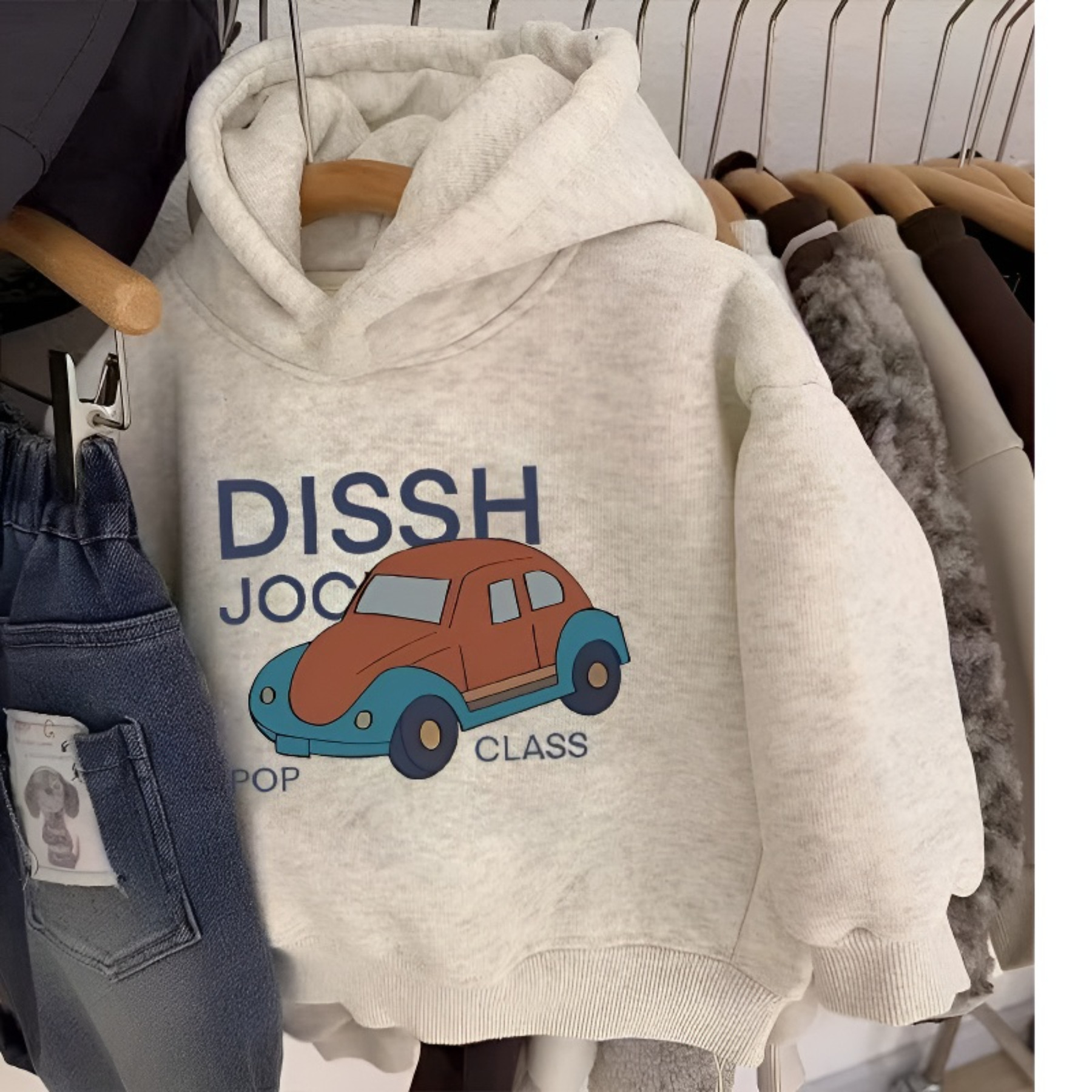 Children's style all-in-one velvet thickened warm top