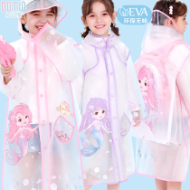 Panacea for childrens raincoats mermaid girl nursery school baby with school bag position waterproof elementary school children transparent rain cape