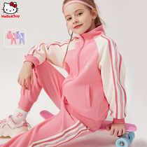 Girl Sports Suit Children Autumn Winter Dress New CUHK Tong Suede Jacket Pants Two Sets Foreign Air Tong Clothing