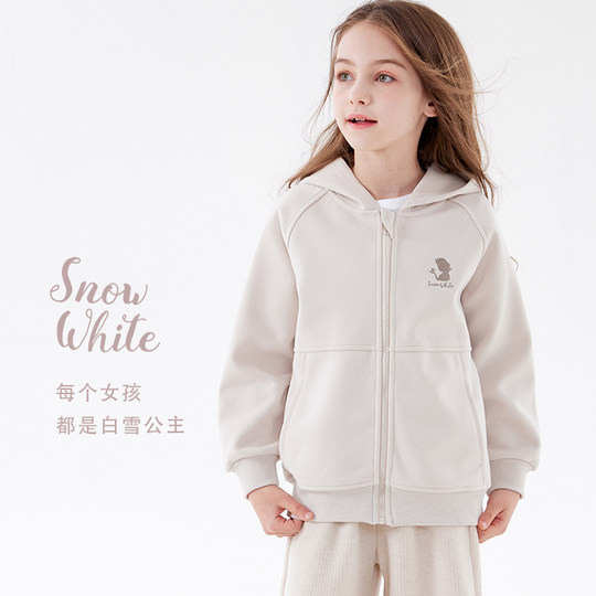 迪士尼女童外套2025新款春秋装儿童连帽卫衣中大童洋气上衣童装