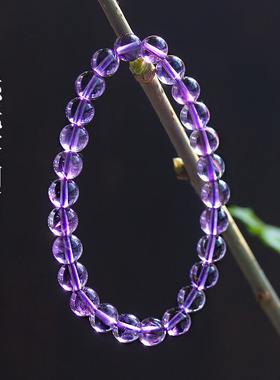 天然紫水晶手链女款单圈圆珠手串