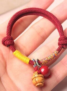 朱砂桃木篮子压惊手绳