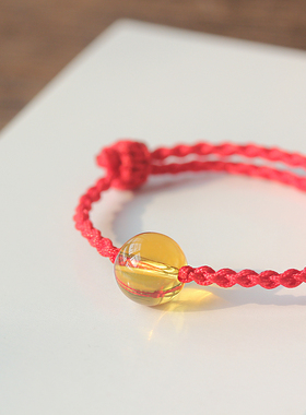 黄水晶红绳手链补土火