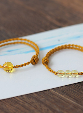 保真黄水晶转运珠手工编绳