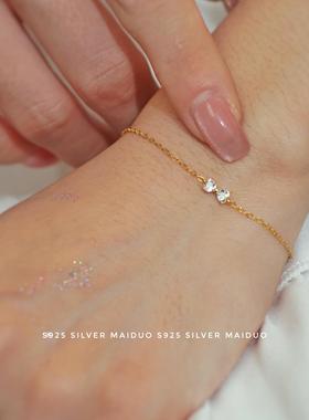 女s925纯银镶钻甜美手链