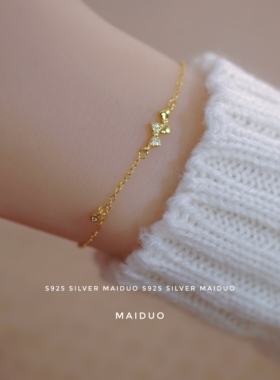 镶钻手链蝴蝶结纯银甜美女