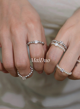 戒指指环925银甜美珍珠女