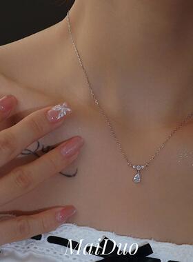 s925纯银女水滴项链闪亮轻奢