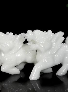 白玉麒麟摆件工艺品办公室送朋友
