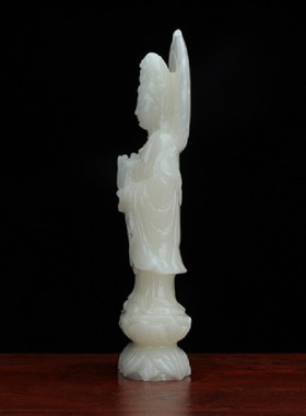 白玉净瓶观音菩萨客厅桌面大摆件