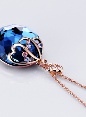 伊泰莲娜复石蓝色吊坠流行饰品时尚项链轻奢高级感短链锁骨链女