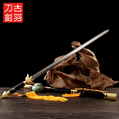龙泉古羽刀剑手工包铜武术剑花纹钢太极硬剑镇宅宝剑长重剑未开刃 - 图2