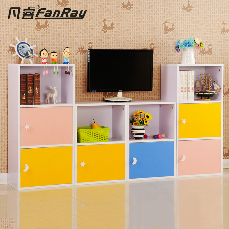 儿童书柜简易经济型组合书柜楼梯下格子储物柜小书柜带门收纳实木,淘宝优惠券,粉丝福利购,淘宝优惠卷