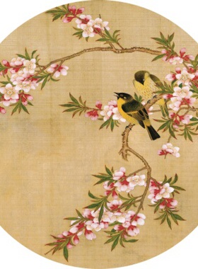 装饰画画芯新中式圆形壁画
