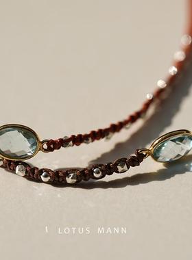 迷你托帕石编绳手链男女