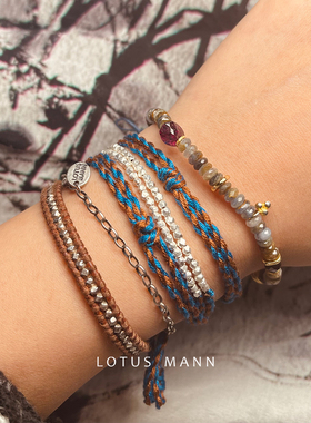 张子枫.星级单品Lotus Mann中世纪蓝.手打银珠.祈愿手链项链