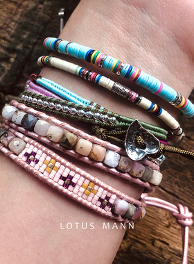 甜蜜粉红澳宝单圈手链lotusmann