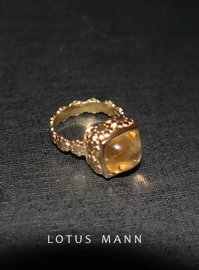 花朵紫泡芙.紫黄水晶 拉长石 古董造型戒指 二月生辰