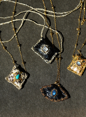 路塔斯曼 迷你串珠月光石宝石眼包包项链编织项链