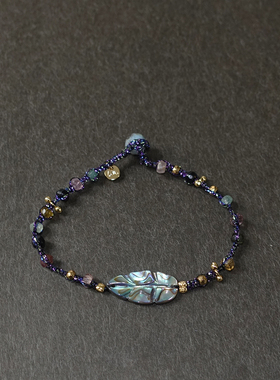 渐变紫水晶编绳手链 罗马琉璃 /拉长石手链