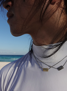 金银刻字双牌字母项链 小众设计925银 简约路塔斯曼925银男女