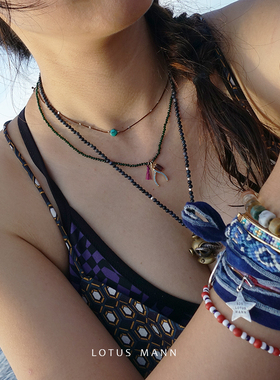 编织多彩饰鹿皮绳项链/手链路塔斯曼男女情侣