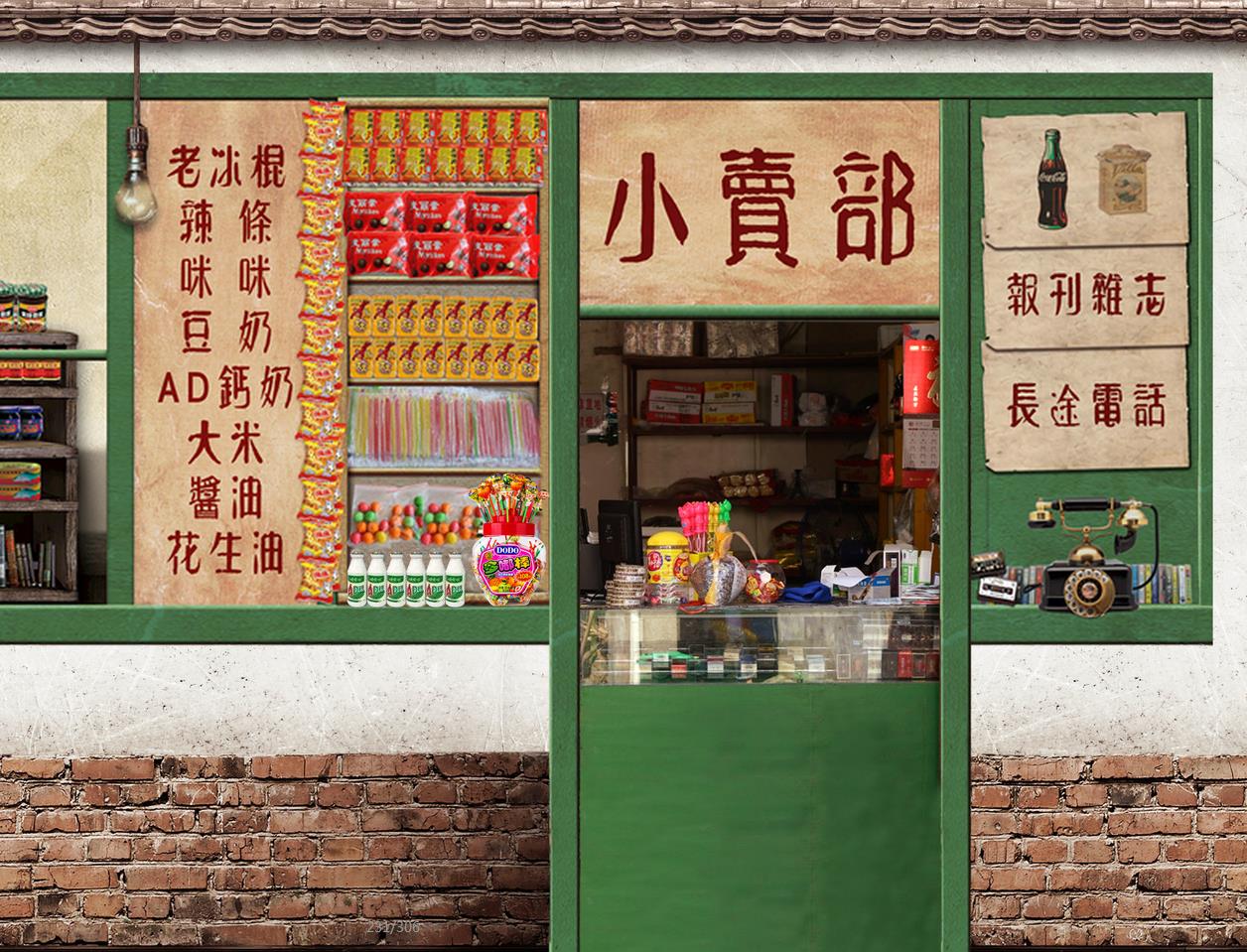 新款主播直播背景布七八十年代复古怀旧画布室内场景挂布3d立体-图2