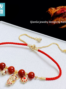 国潮招财猫红绳手链01