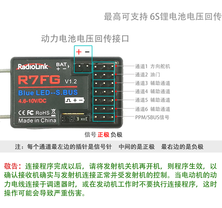 乐迪RC4GS遥控器6通道高压接收机R6F R6FG自带陀螺仪R7FG电压回传 - 图2