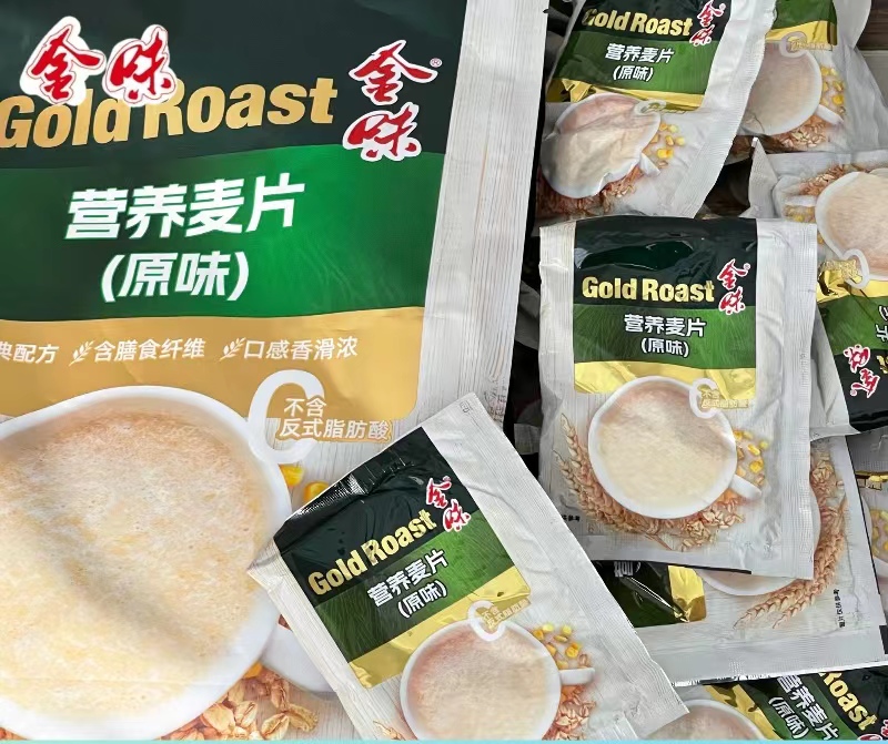 金味咸味果蔬营养麦片/金味原味营养麦片600g/袋冲饮免煮早餐麦片-图0