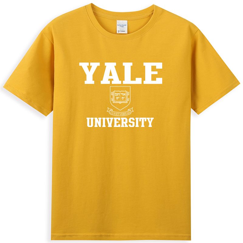 YALE 常春藤联盟美国耶鲁大学名校纪念衫印花宽松圆领T恤校服短袖 - 图1