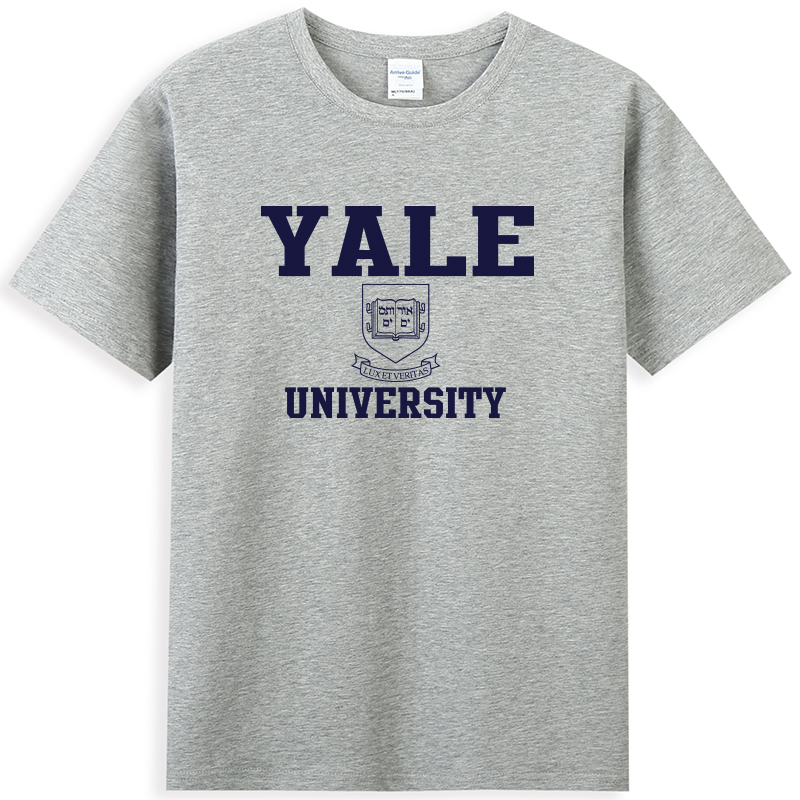 YALE 常春藤联盟美国耶鲁大学名校纪念衫印花宽松圆领T恤校服短袖 - 图2