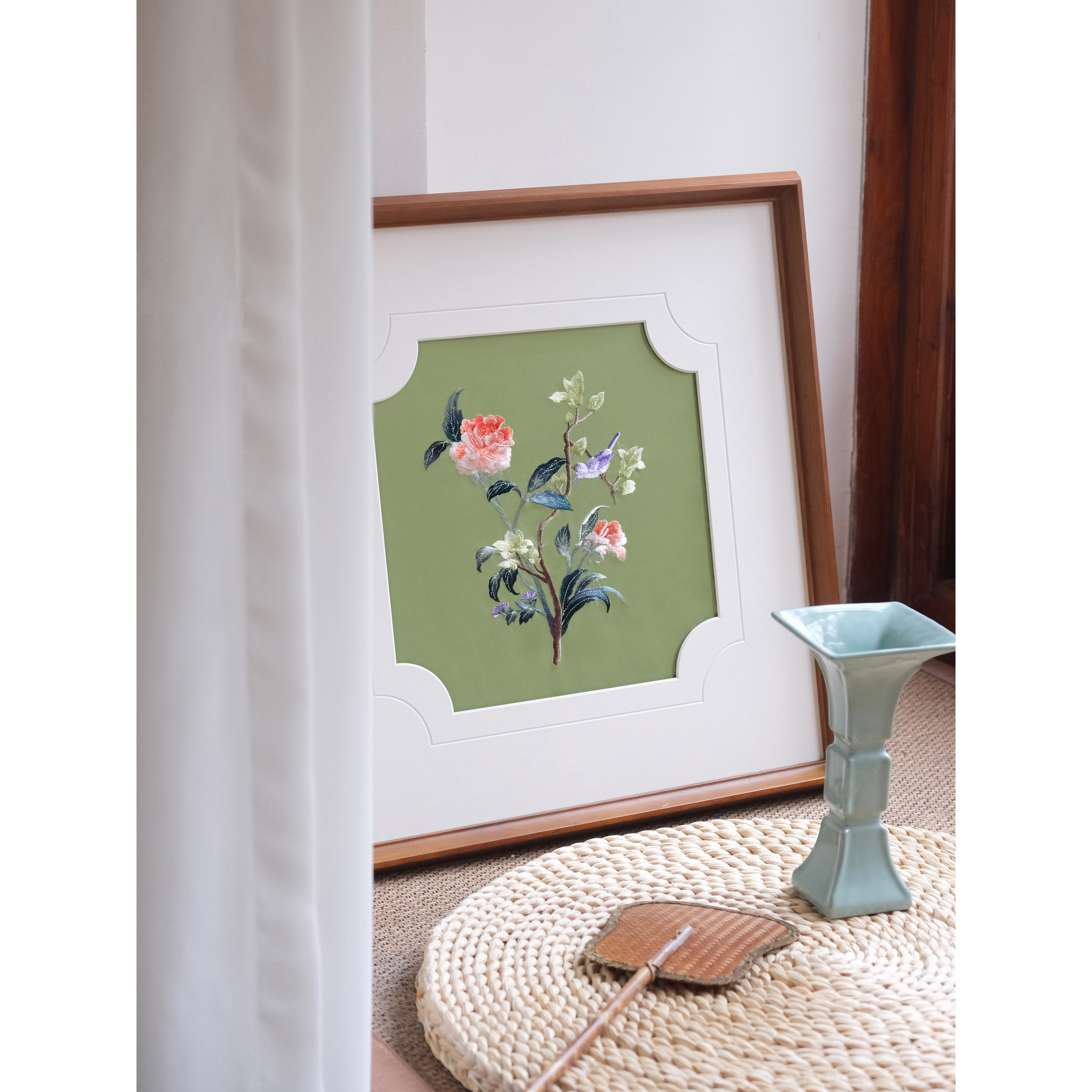 苏绣新中式挂画非遗绣片装裱唐宋花鸟设计师艺术书房父母房装饰画,淘宝优惠券,粉丝福利购,淘宝优惠卷