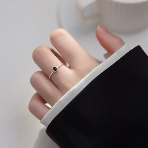 【艾念】黑钻S925纯银戒指2024年新款潮指环女时尚冷淡风设计感