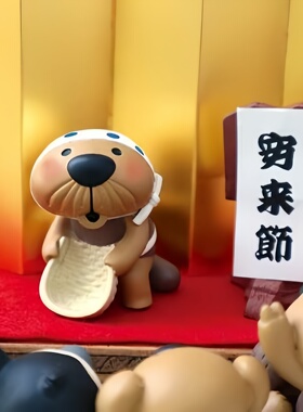 日式树脂摆件海獭企鹅狗治愈装饰