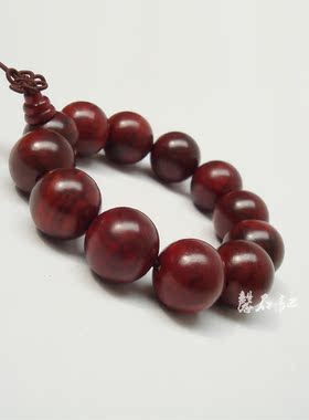 天然红酸枝木佛珠手链
