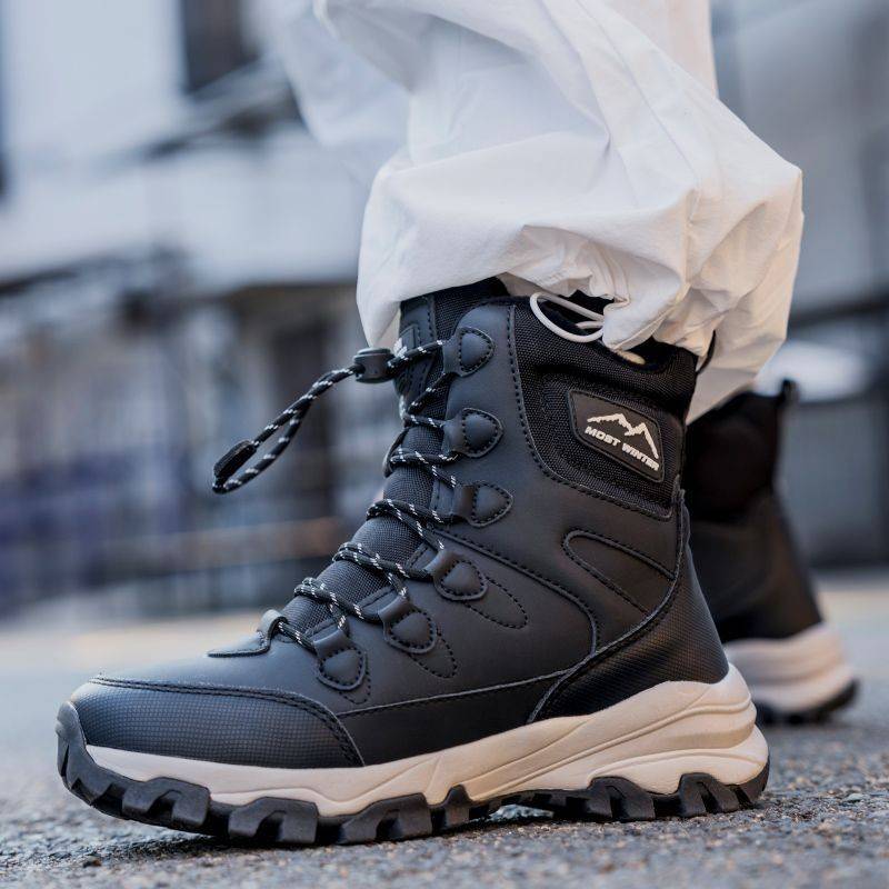 皮靴女冬季加绒保暖雪地靴男士大码防水马丁靴厚底英伦加厚短靴子 - 图0