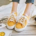 Con người nhỏ bẩn giày vải màu cam siêu lửa bến cảng gió retro bánh quy phẳng 2019 mùa xuân mới nhỏ giày trắng nữ - Plimsolls jordan dior cổ thấp Plimsolls