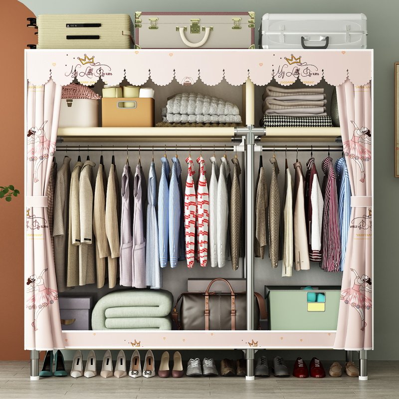 衣柜出租房用简易组装布衣柜加厚加粗全钢架卧室家用收纳防尘衣橱,淘宝优惠券,粉丝福利购,淘宝优惠卷