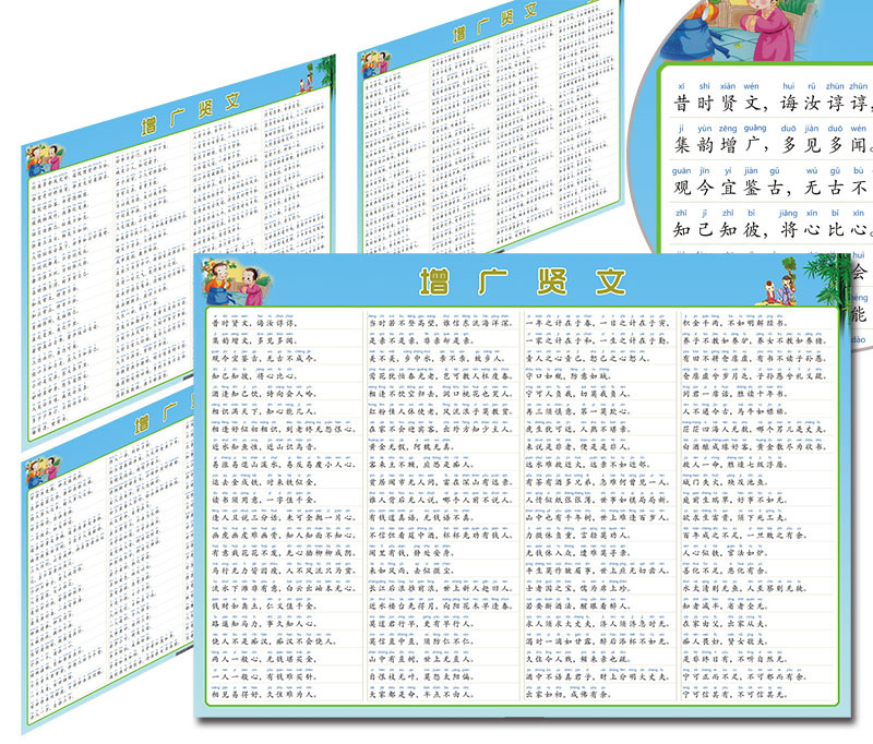 古诗词寒窑赋劝世章小儿语百孝篇增广贤文海报贴纸贴图墙贴挂图-图2