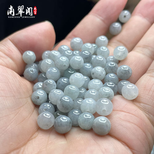 翡翠冰乌鸡小米珠链单圈手链水墨风黑白灰色A货玉手串女款圆项链 - 图2